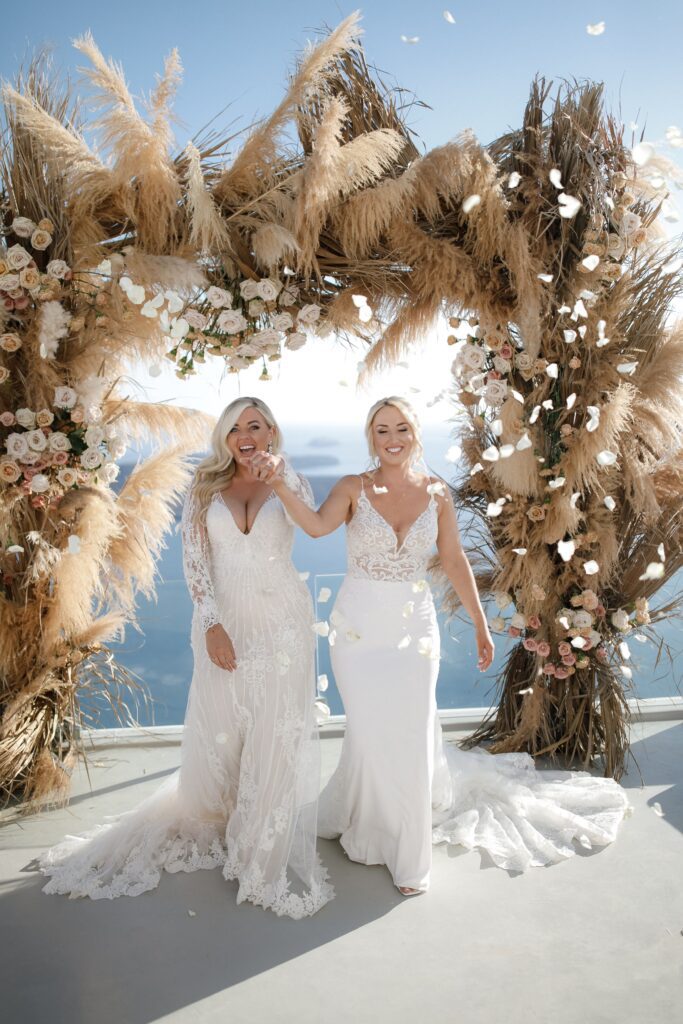 same sex elopement in Santorini